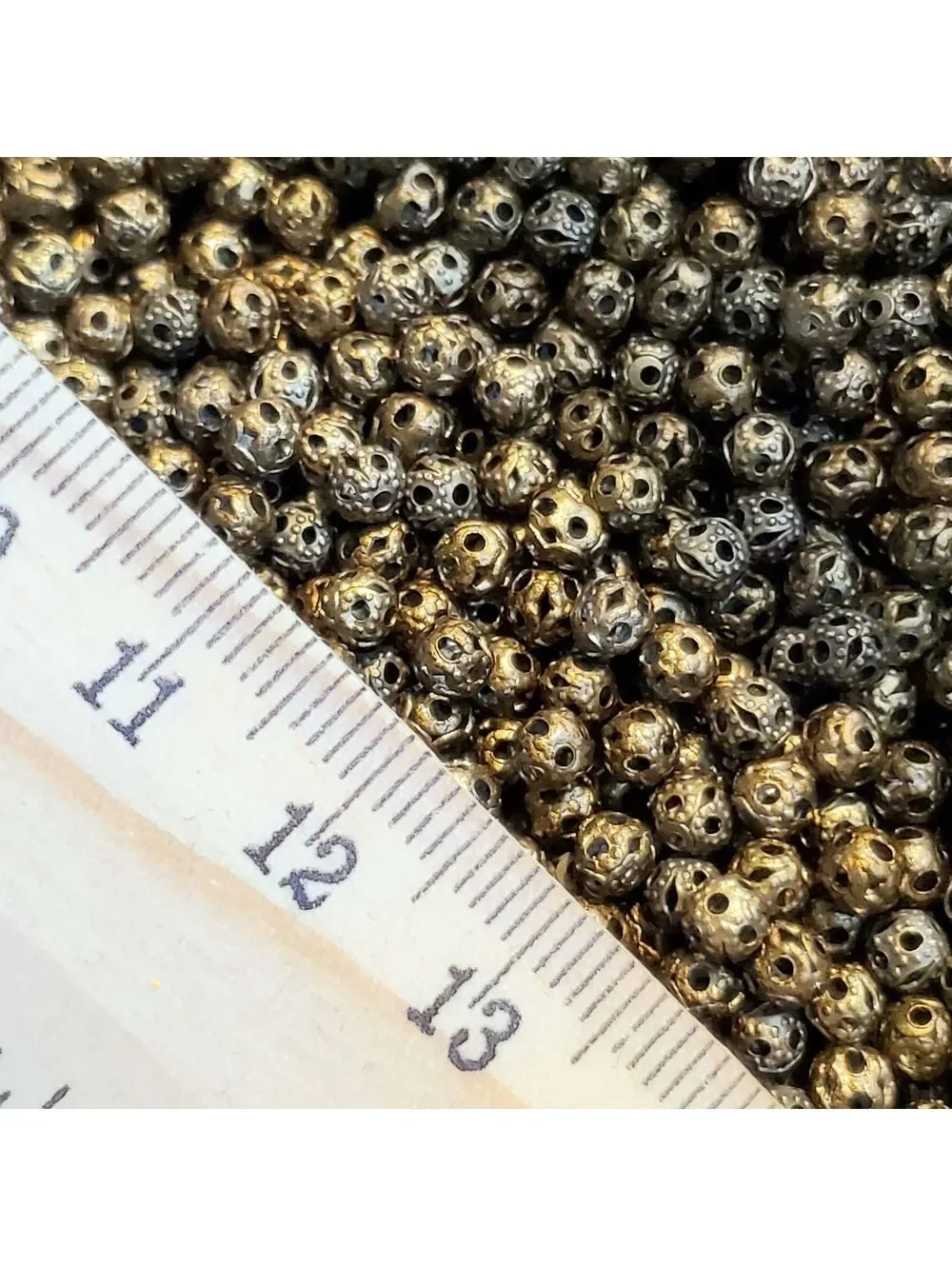100 Lacy Filigree Victorian Antique Brass Metal Cutout Beads 4mm Bulk Lot
